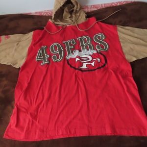 rare vintage san francisco 49ers hooded tshirt apex one made in usa L